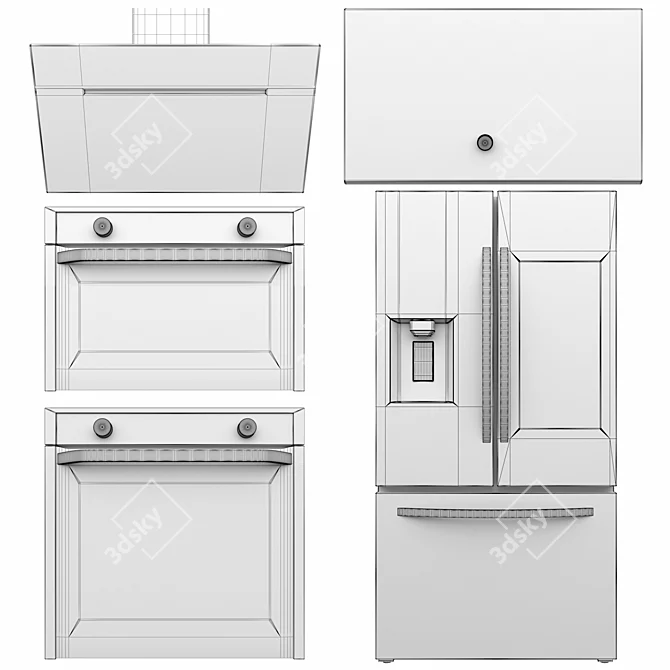 Sleek Samsung Kitchen Appliance Set 3D model image 2