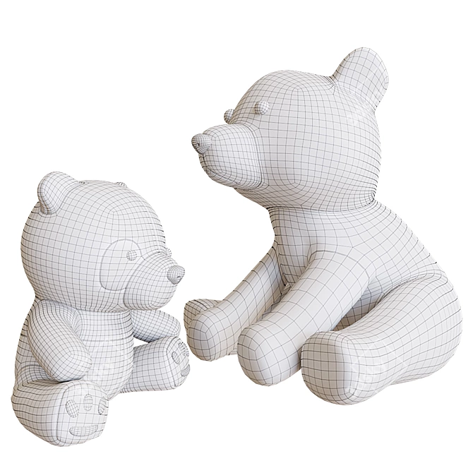 Bear & Panda Plush Toys 3D model image 6