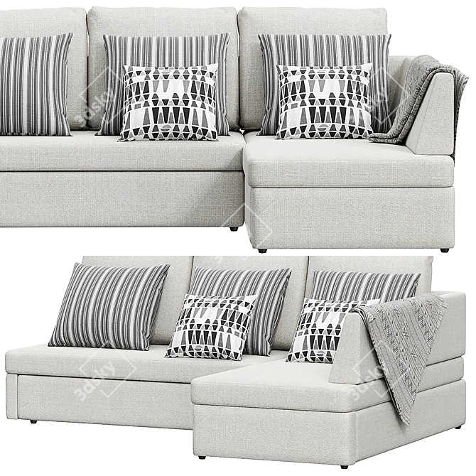 Gessen Corner Sofa: Stylish & Spacious 3D model image 2
