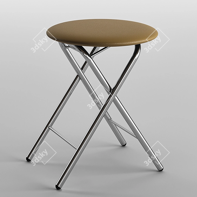 Elegant Sigma Stool - Chrome Metal Frame & Synthetic Leather Upholstery 3D model image 2