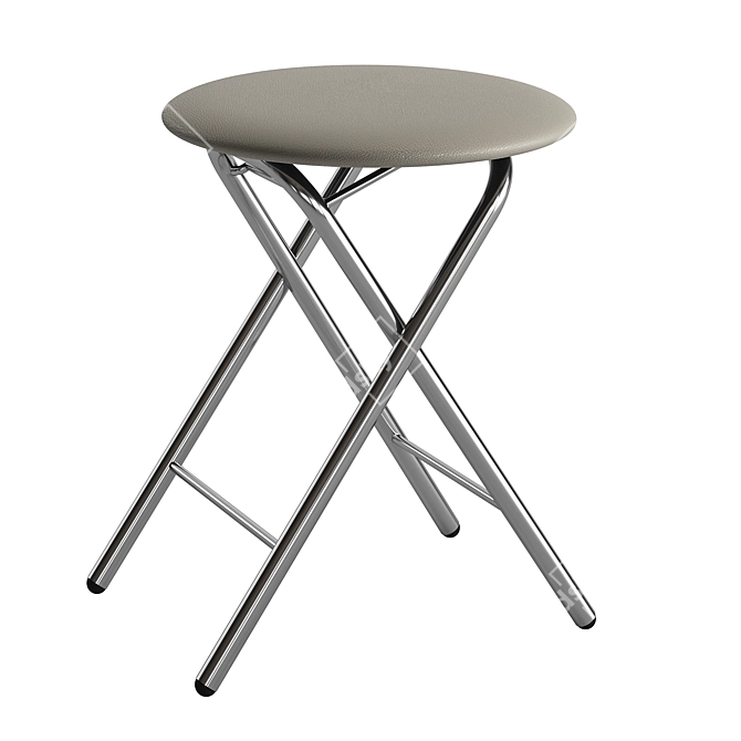 Elegant Sigma Stool - Chrome Metal Frame & Synthetic Leather Upholstery 3D model image 3