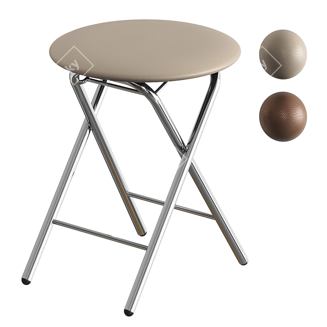 Elegant Sigma Stool - Chrome Metal Frame & Synthetic Leather Upholstery 3D model image 5