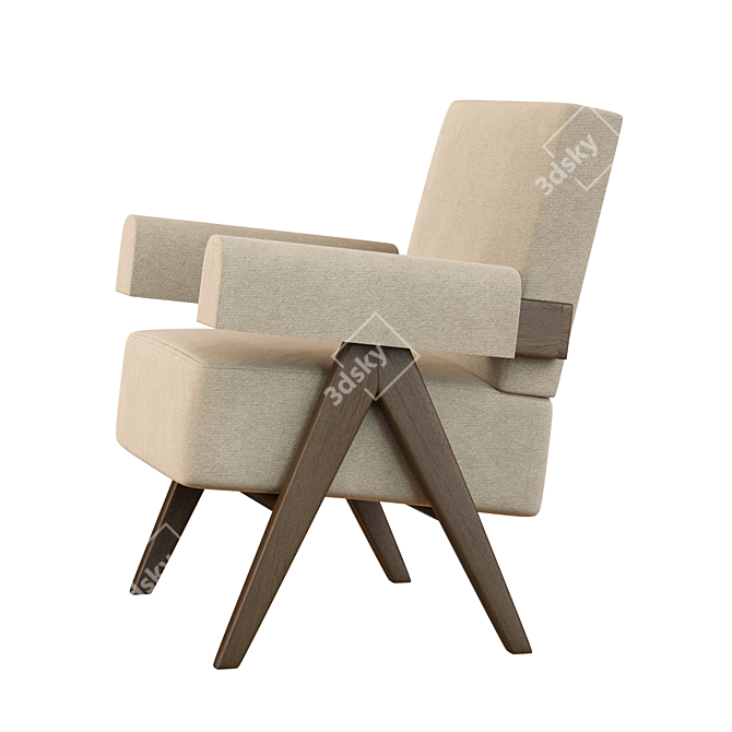 Pierre Jeanneret Easy Chair: Classic Elegance 3D model image 2