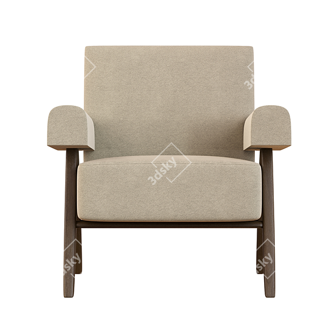 Pierre Jeanneret Easy Chair: Classic Elegance 3D model image 3
