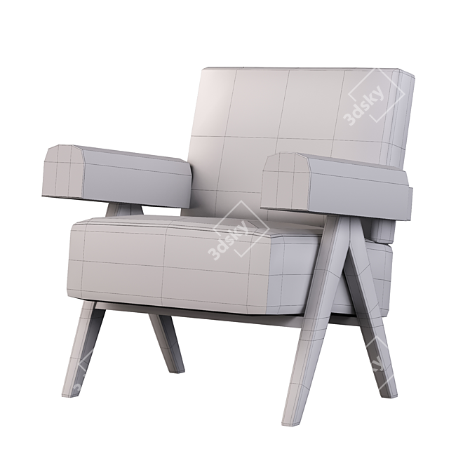 Pierre Jeanneret Easy Chair: Classic Elegance 3D model image 4