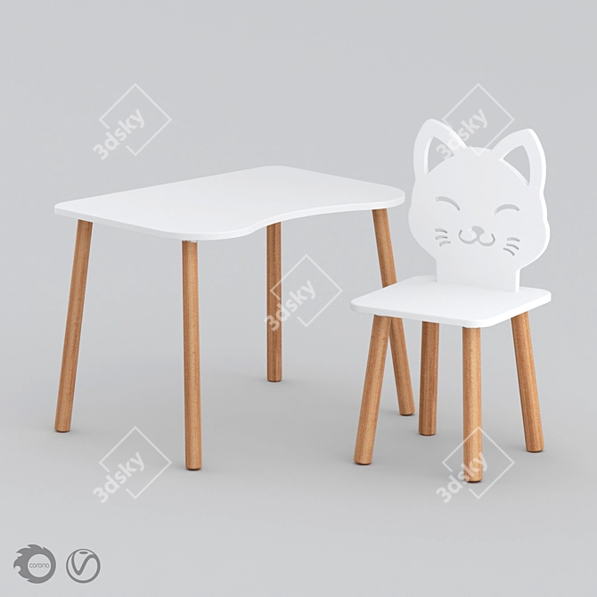 Scandi Kids Furniture Set: Ergonomic Design 3D model image 2