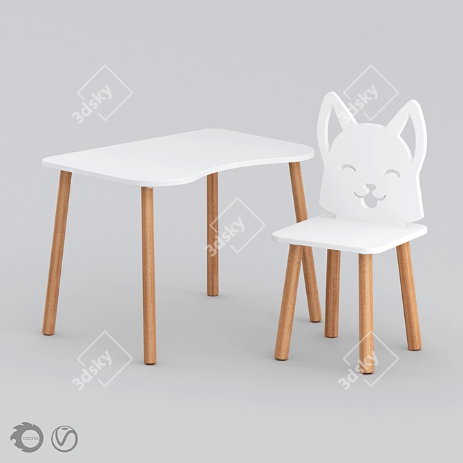 Scandi Kids Furniture Set: Ergonomic Design 3D model image 3