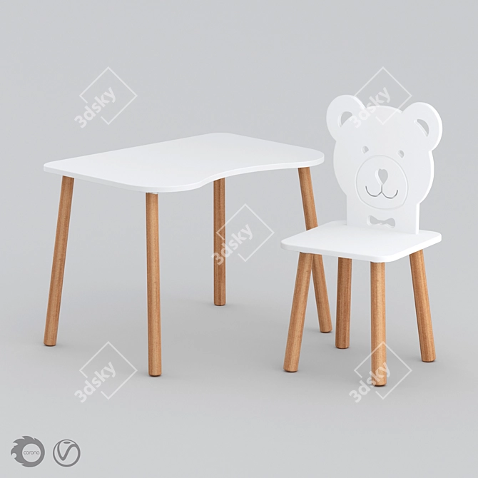 Scandi Kids Furniture Set: Ergonomic Design 3D model image 4
