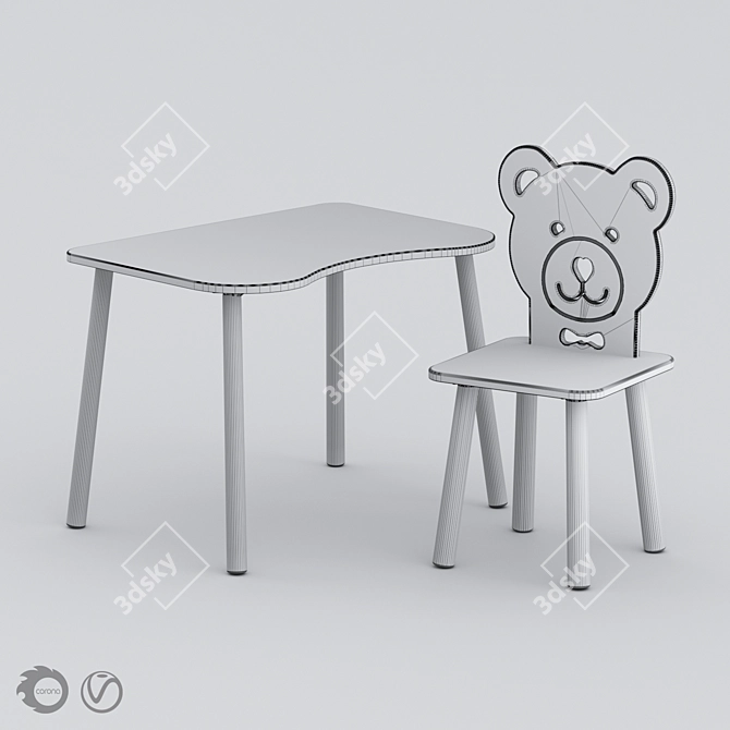 Scandi Kids Furniture Set: Ergonomic Design 3D model image 5