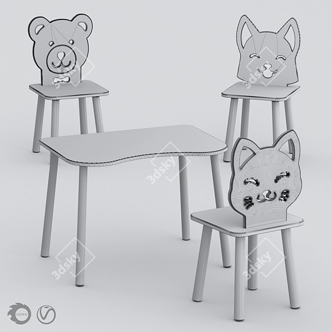 Scandi Kids Furniture Set: Ergonomic Design 3D model image 6