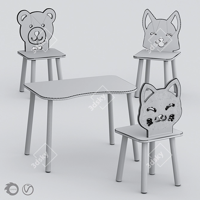 Scandi Kids Furniture Set: Ergonomic Design 3D model image 7