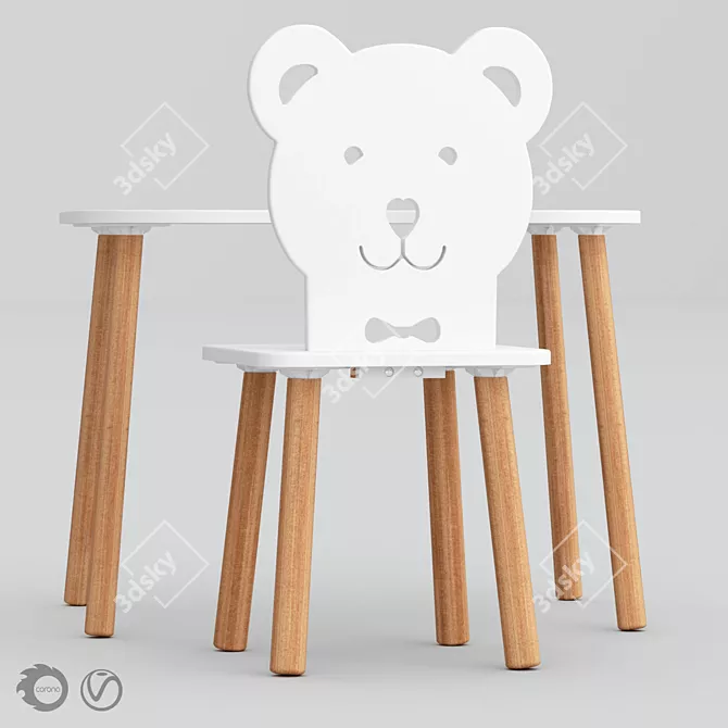 Scandi Kids Furniture Set: Ergonomic Design 3D model image 8