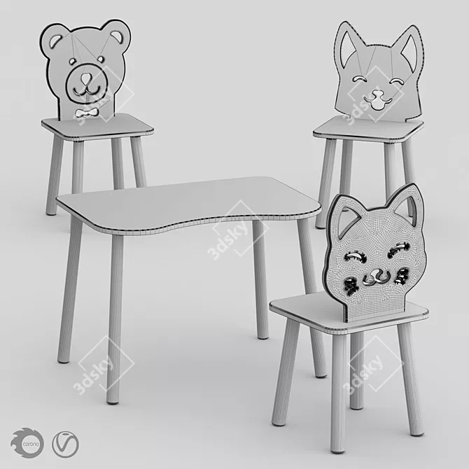 Scandi Kids Furniture Set: Ergonomic Design 3D model image 9