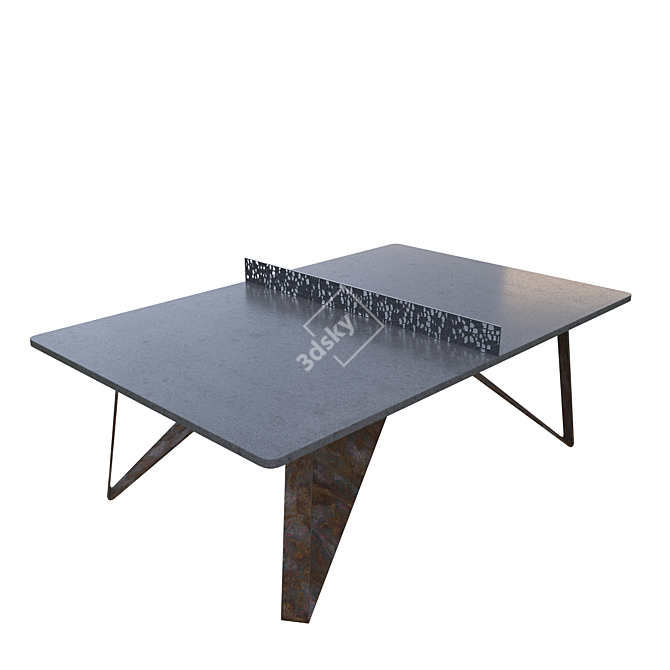 Modern Three-Piece Tennis Table Set 3D model image 2