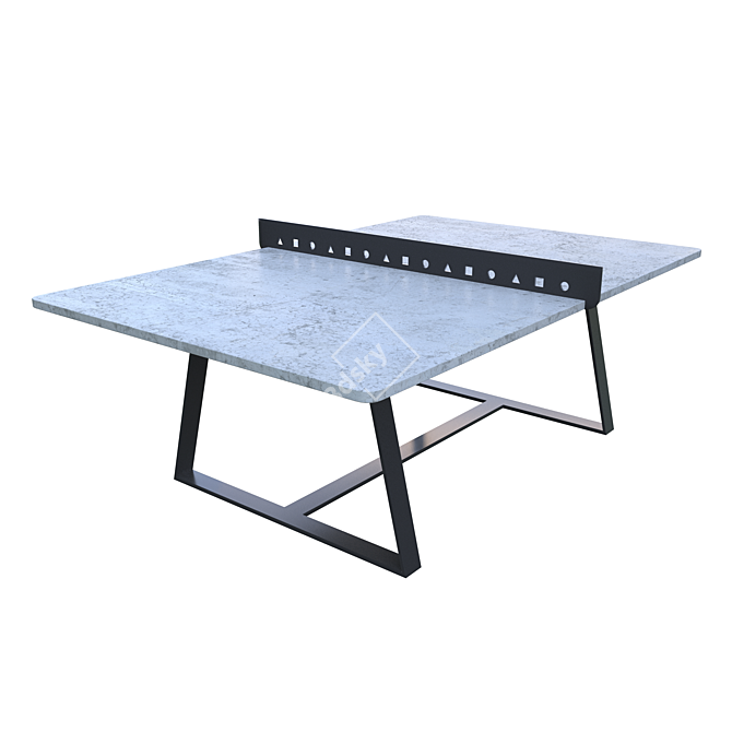 Modern Three-Piece Tennis Table Set 3D model image 4