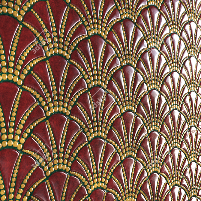 Gleaming Art Deco Shell Tiles 3D model image 5