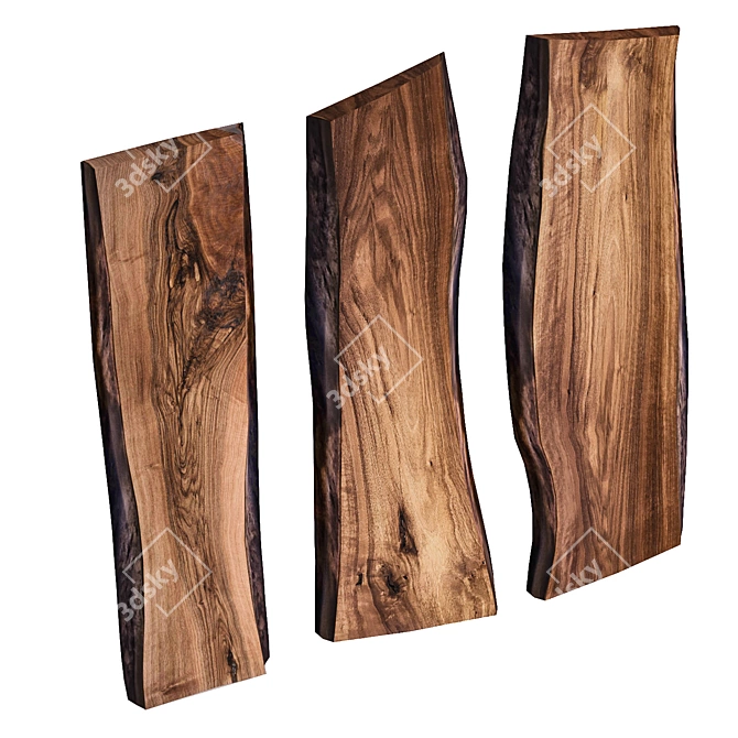 Natural Walnut Wood Slabs for Stunning Rendered Tables 3D model image 2