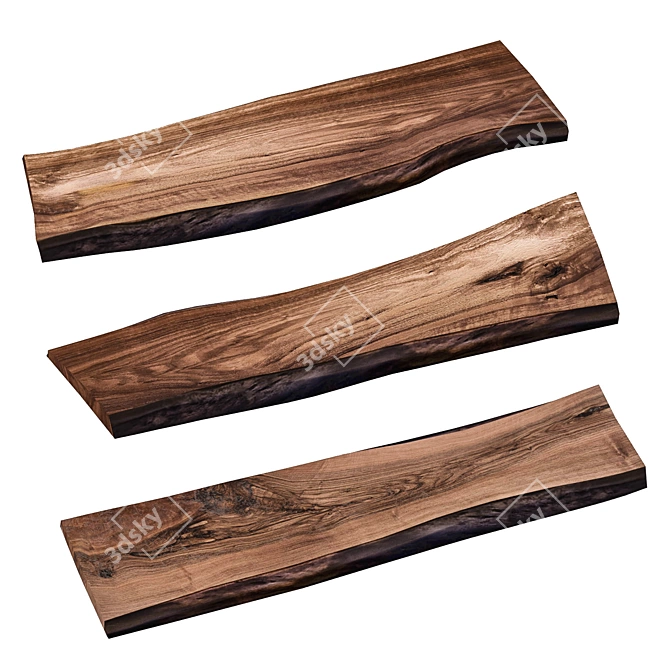 Natural Walnut Wood Slabs for Stunning Rendered Tables 3D model image 3