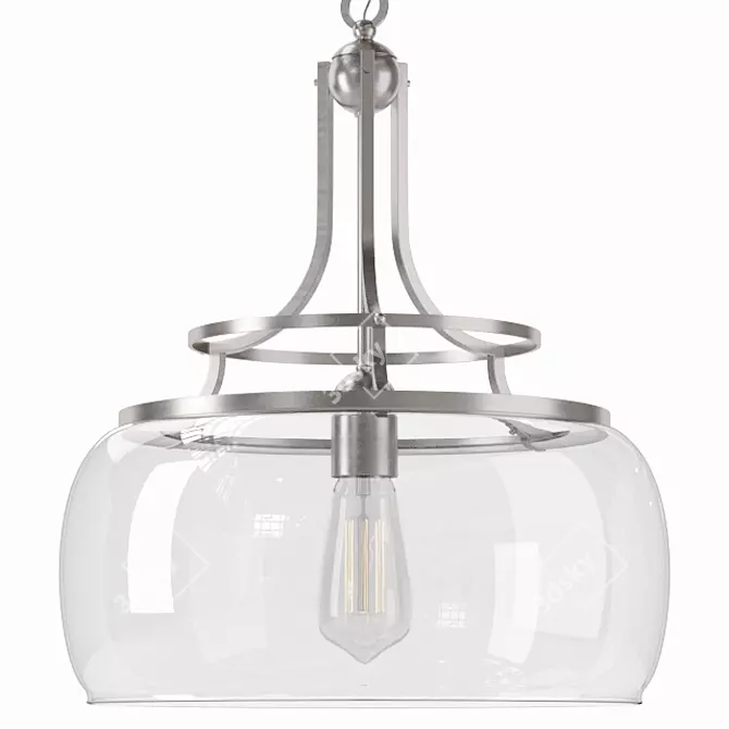 Elegant Charleston Brushed Nickel Pendant 3D model image 1