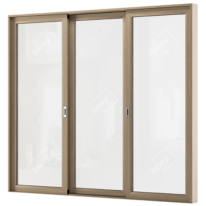 Stylish Sliding Wooden Window Set 3D model image 5