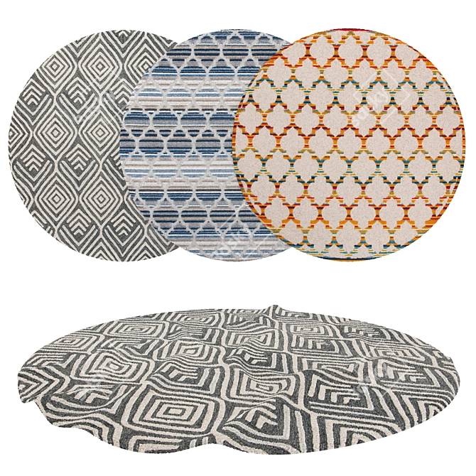 Variety of Round Rugs Set 3D model image 1