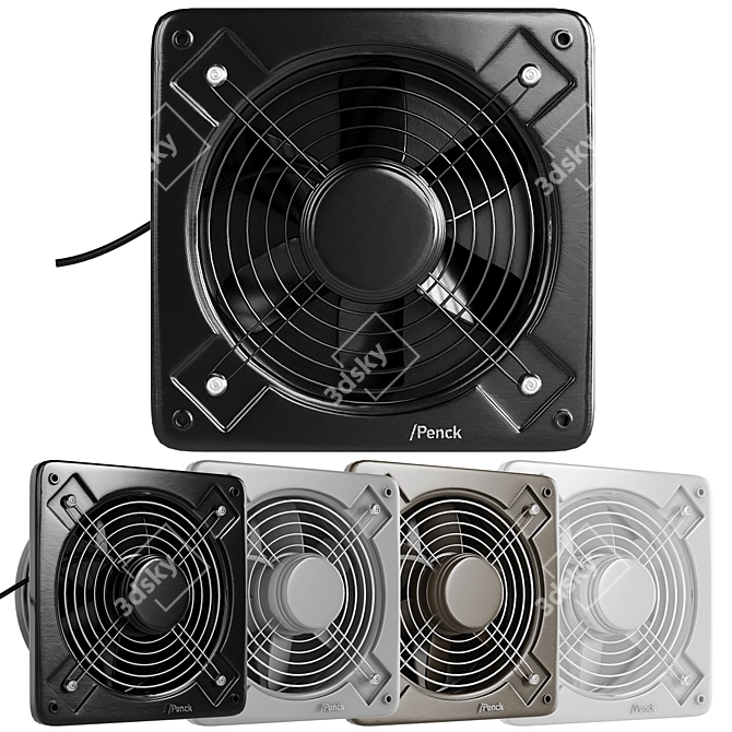 Versatile Penck Exhaust Fan - Black, White, Grey & Beige | 30x30x8 cm 3D model image 1