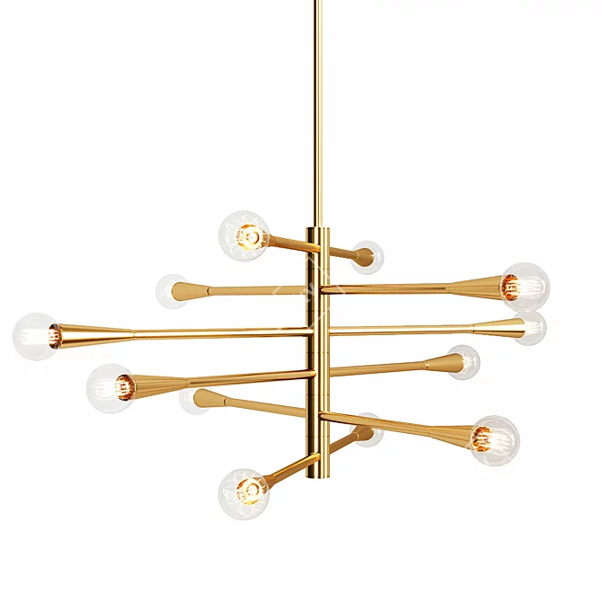 Elegant Linear Sprawl Chandelier 3D model image 1