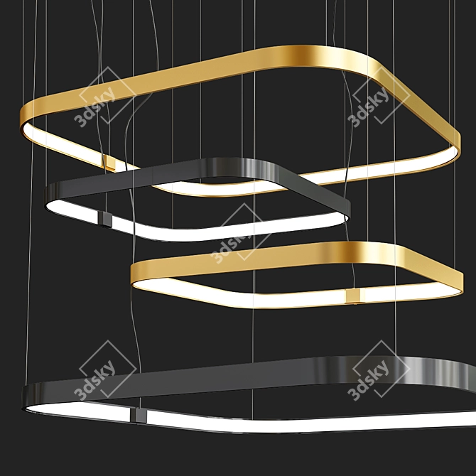 Sleek Square Chandelier 3D model image 2