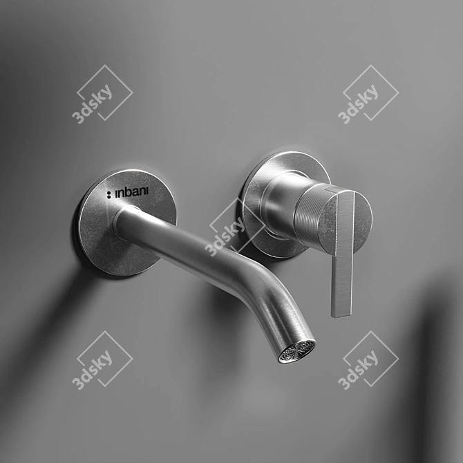 Sleek Steel Faucet Set 3D model image 2