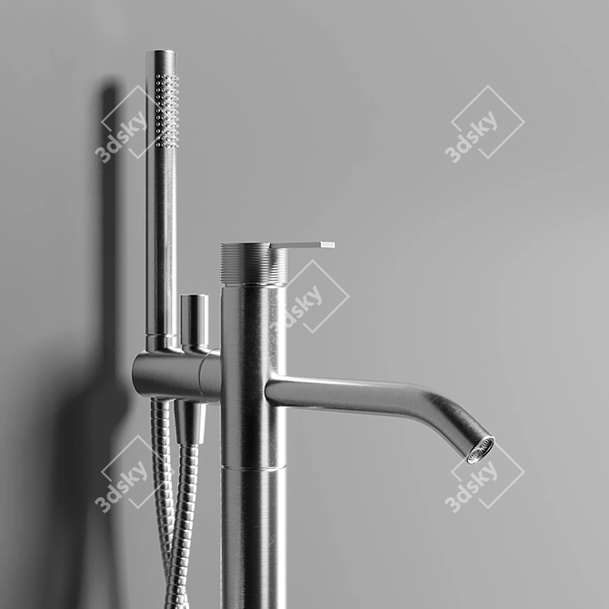 Sleek Steel Faucet Set 3D model image 3