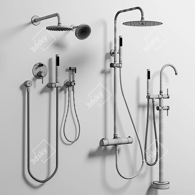 Smesiteli Bagnolux Steel Bathroom Faucet & Shower 3D model image 5