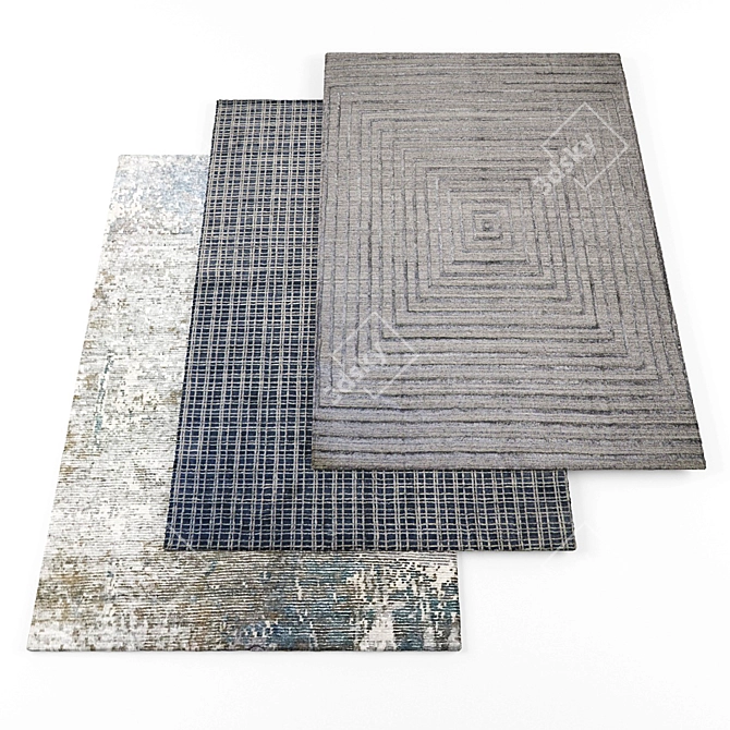 Rug Set: 5 Pieces with Textures 3D model image 1