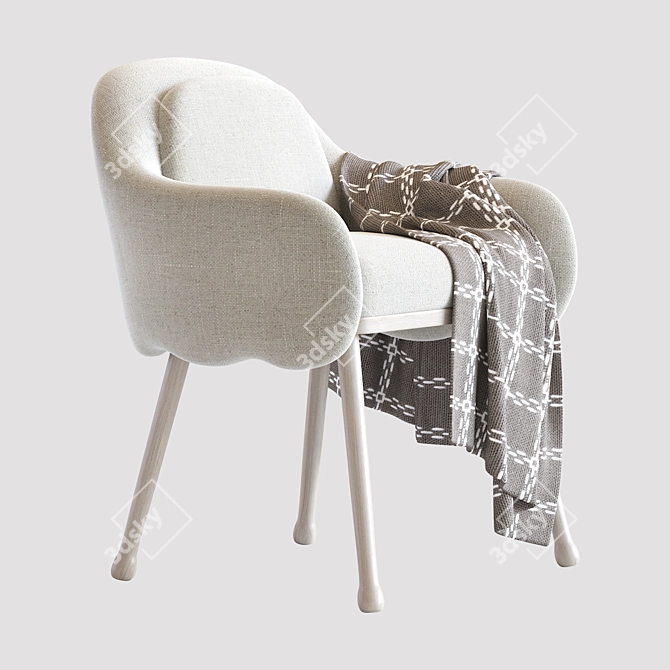 Italian Modern White Wood Armchair by Cristina Celestino 3D model image 5