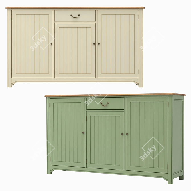 Olivia 3-Door/1-Drawer Chest: Elegant and Functional 3D model image 2