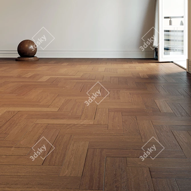 Sleek Brown Parquet Herringbone 3D model image 1