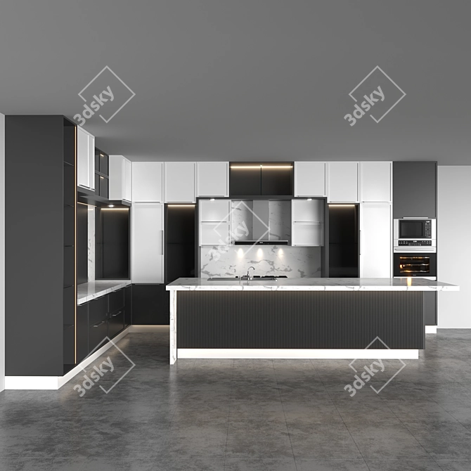  Sleek Modern Kitchen Design 3D model image 1