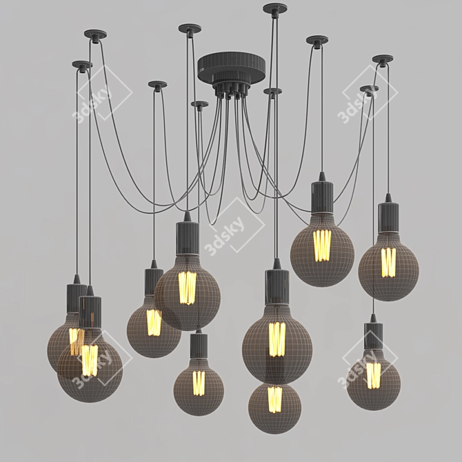 Elegant 10-Light Black Chandelier 3D model image 2