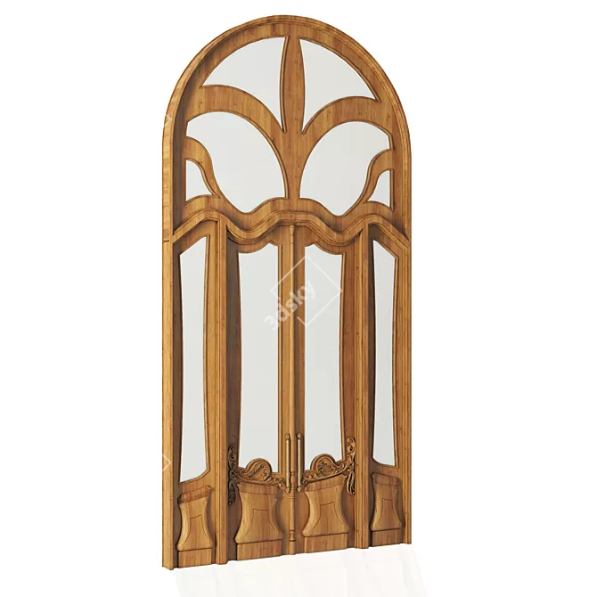 Rustic Russian Wood Door 3D model image 1