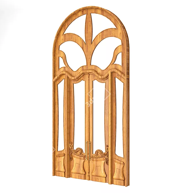 Rustic Russian Wood Door 3D model image 2