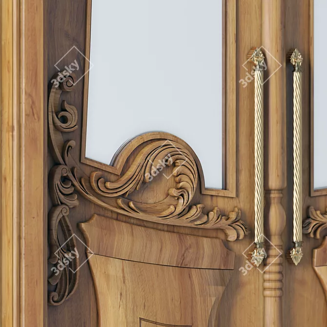 Rustic Russian Wood Door 3D model image 3