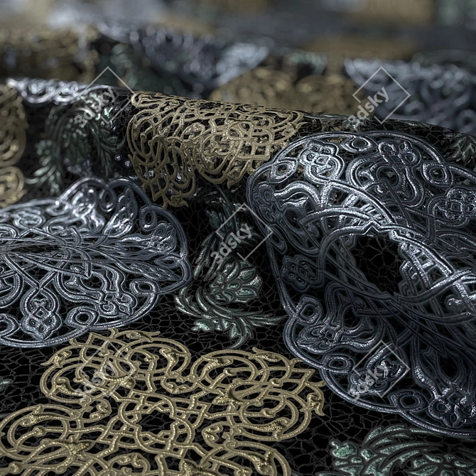 Elegant Lace 06 | 4K Embroidery 3D model image 2