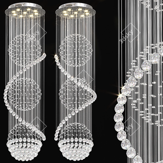 Elegant Rain Drop Crystal Chandelier 3D model image 1