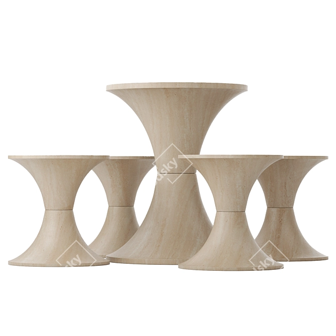 Elegant Pimar Sinusoide Table & Stool 3D model image 2