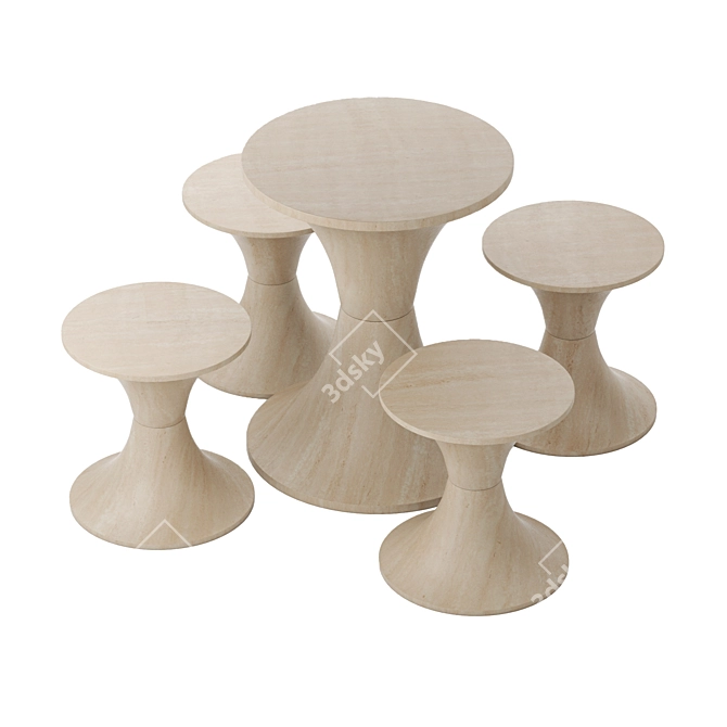 Elegant Pimar Sinusoide Table & Stool 3D model image 3