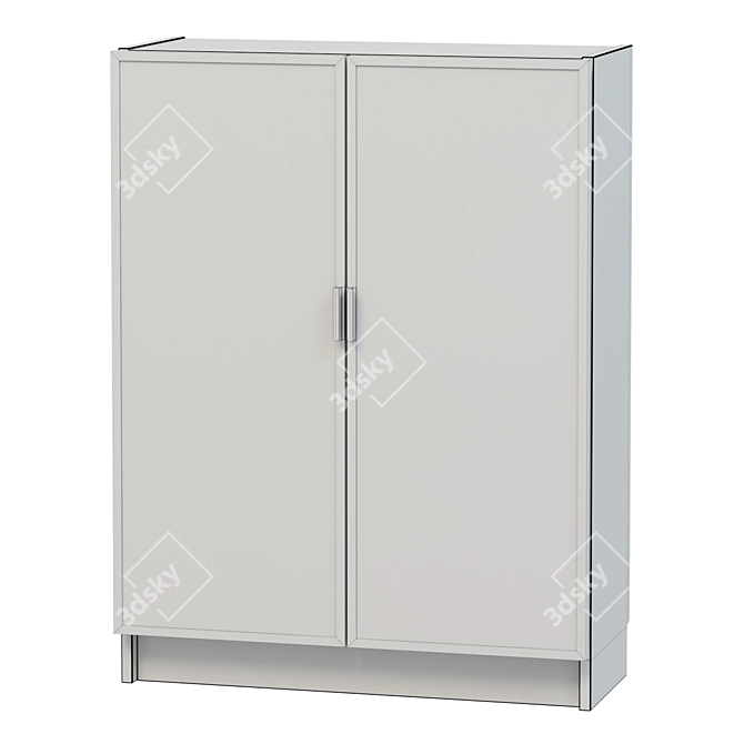 Modernist Morliden: White Bookcase with Glass Doors 3D model image 2