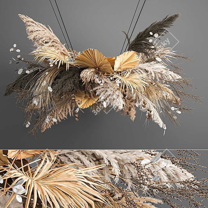 Elegant Dried Reed Bouquet 3D model image 1