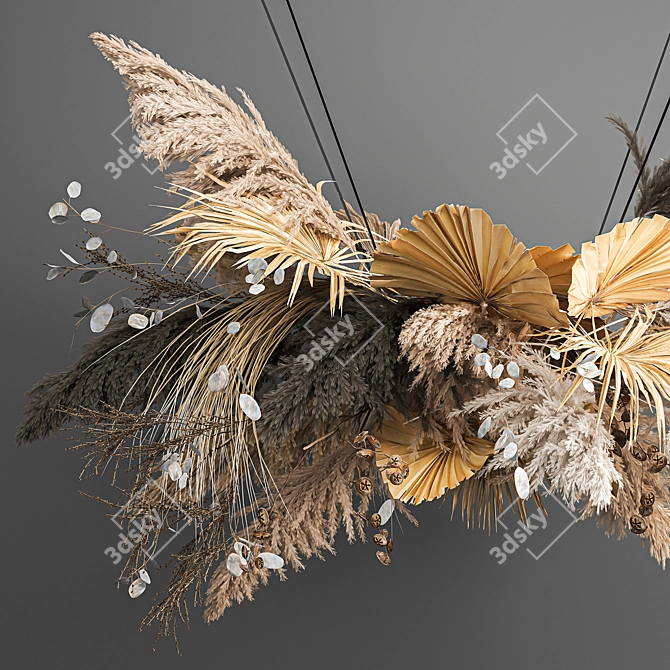 Elegant Dried Reed Bouquet 3D model image 2