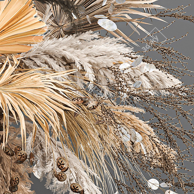 Elegant Dried Reed Bouquet 3D model image 5