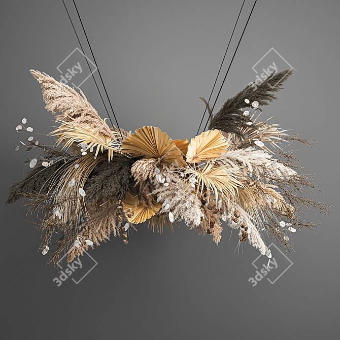 Elegant Dried Reed Bouquet 3D model image 6