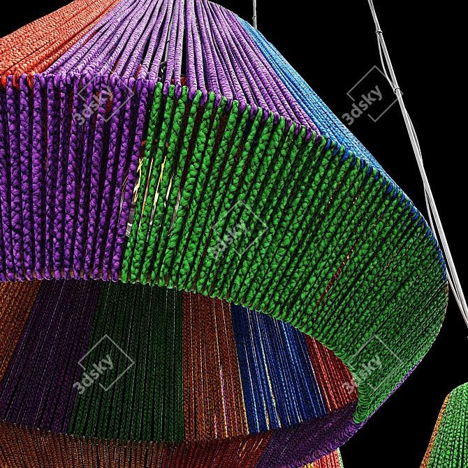 Rattan Lamp with Large Barrel Design 3D model image 5